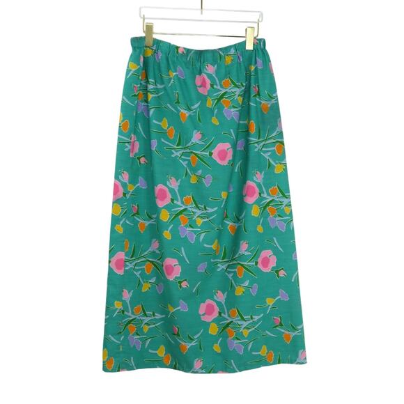 Vintage Vibrant Retro Floral Maxi Skirt Large Granny Pastel Easter - Picture 2 of 5